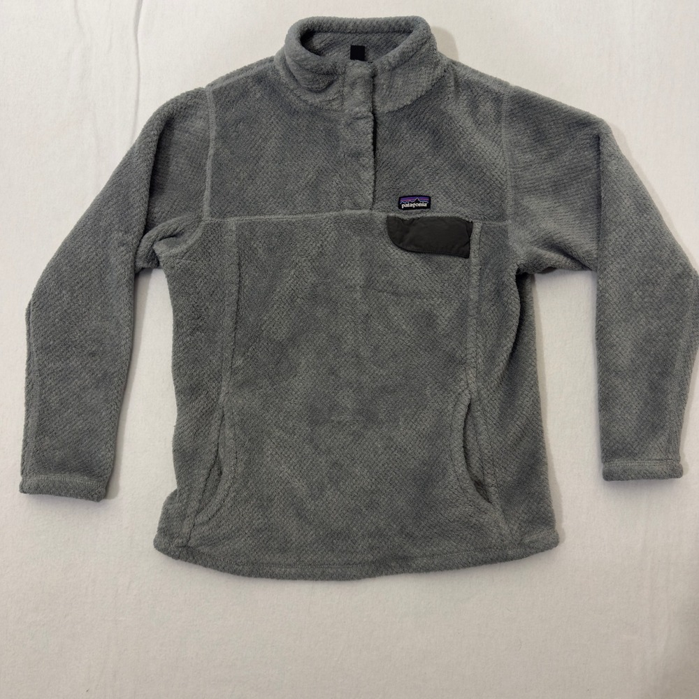 Patagonia Polartec Thermal Pro Gray Snap-T Fleece Pullover Kids XL / Women's S